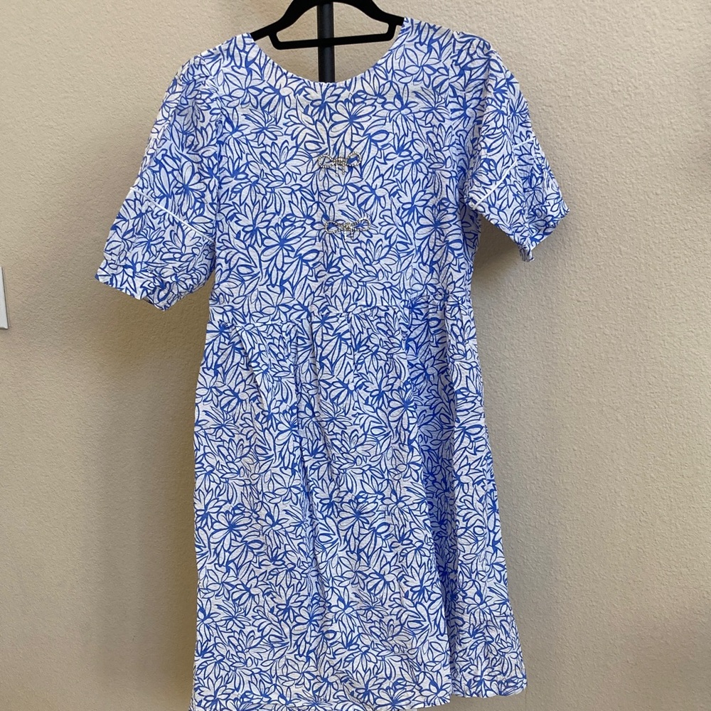 Aimee Sparrow white and Blue floral Women's Dress